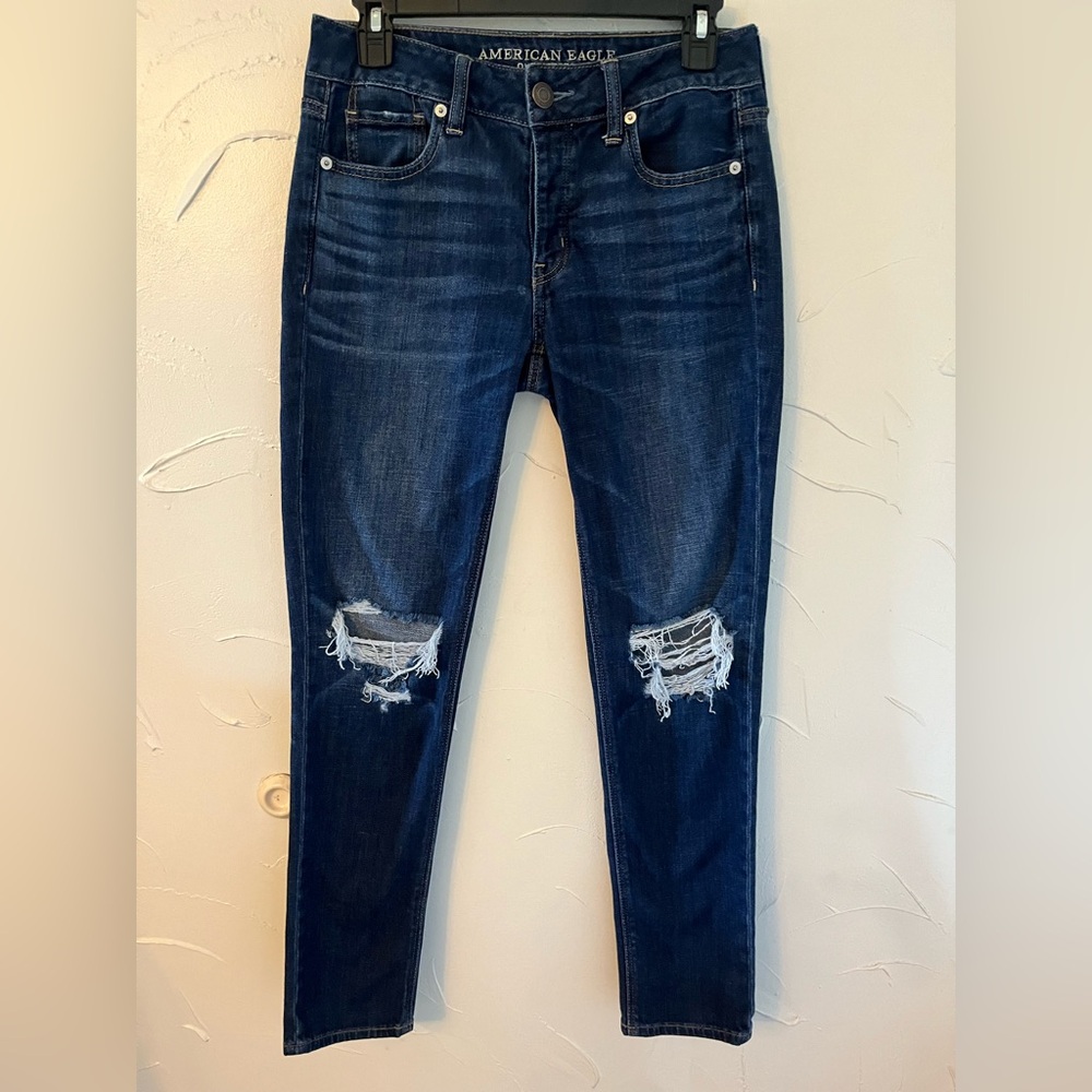 American Eagle Outfitters Tomgirl Distressed Button Fly Jeans SZ 0
